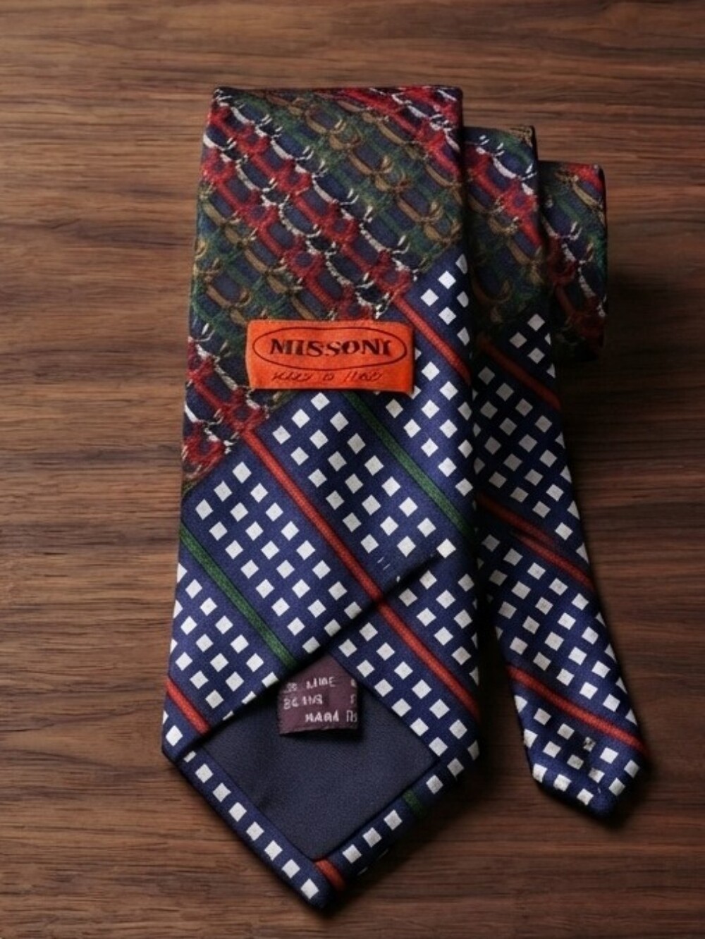 Missoni Red and Blue Geometric Wool & Silk Tie